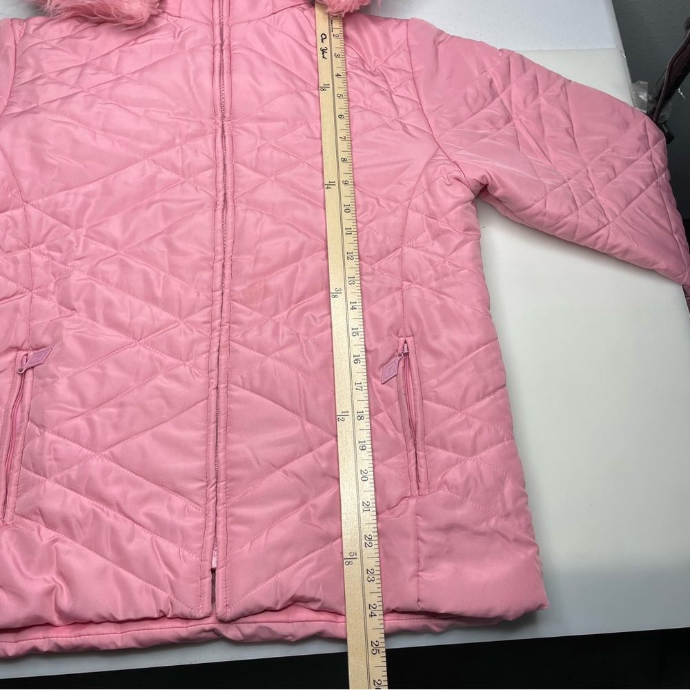 Annie USA Quilted Pink Detachable Hood Zip Puffer Jacket Teen Misses Jrs Size M - Picture 4 of 11
